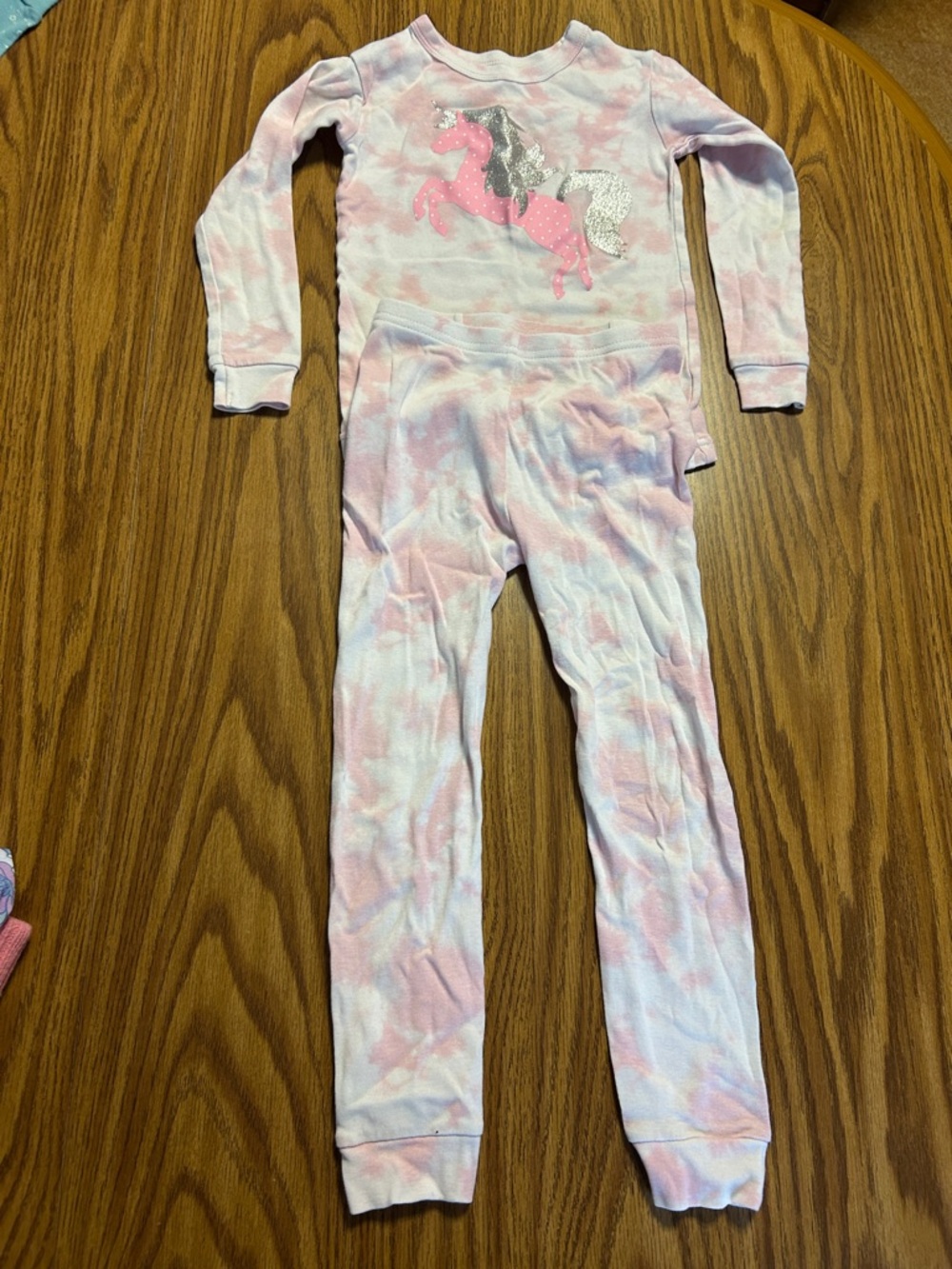 GAP Baby Pink and White Tie-Dye Unicorn Pajama Set